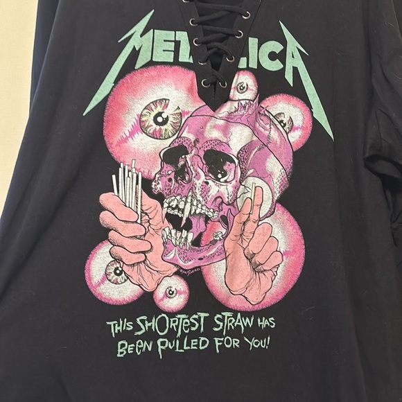 Torrid Black Long Sleeve Metallica Lace up Shirt - Picture 4 of 5